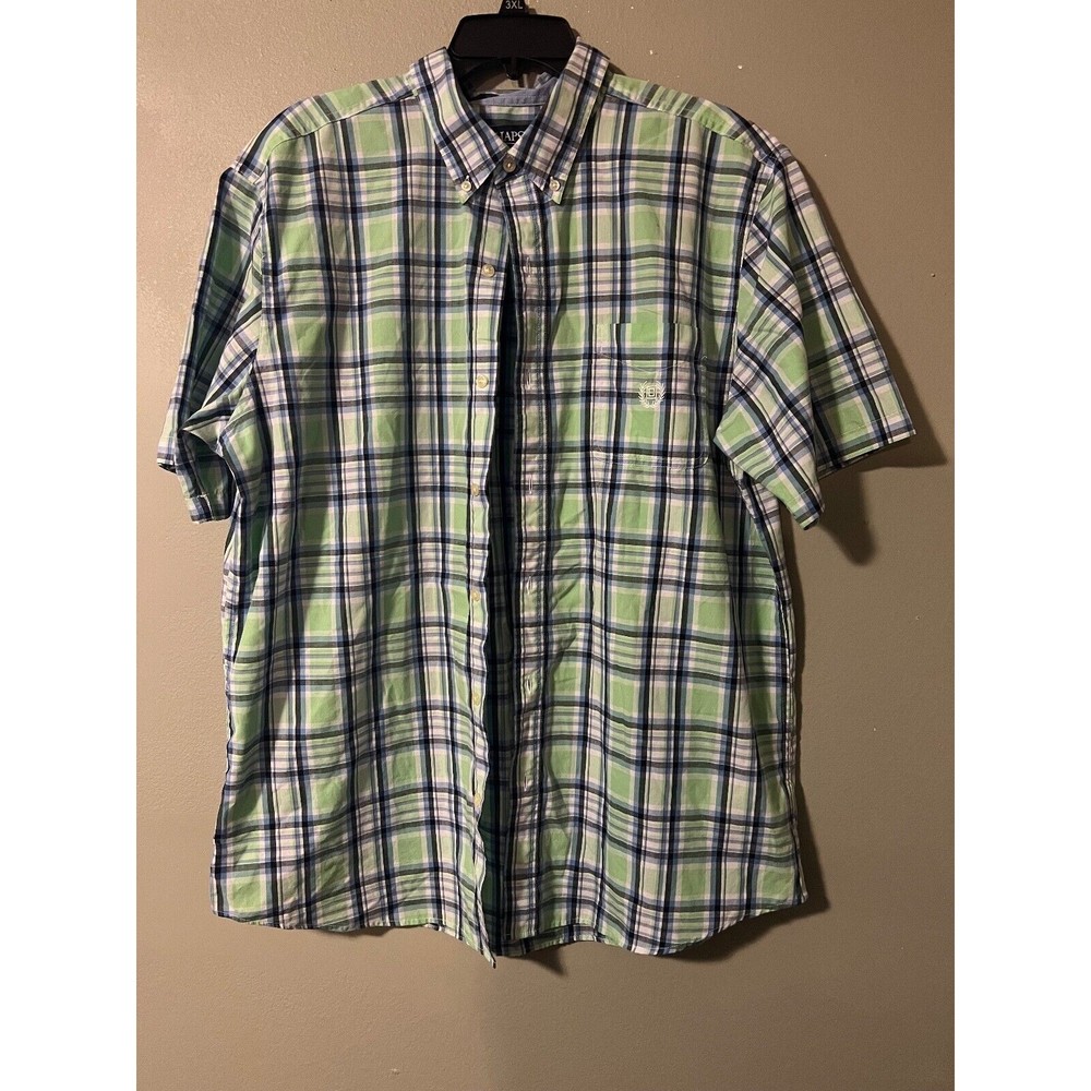 Chaps Easy Care Men's Extra Large Button‎ Up Short Sleeve Shirt Plaid (Lot of 2)